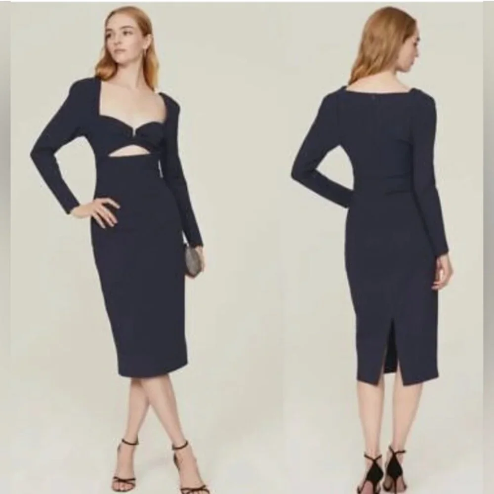 NWT Elliatt Scarlette Navy Blue Cutout Midi Dress Size M